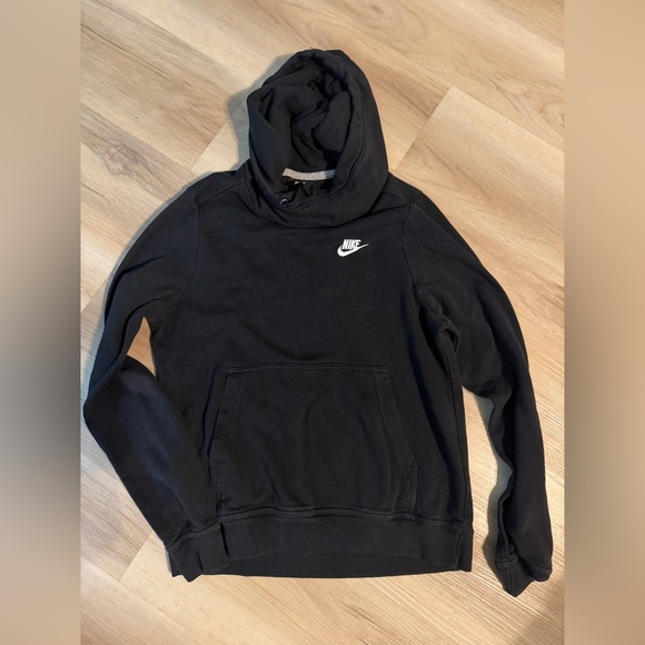 Nike Tops - Nike Women's Black Hoodie with White Logo